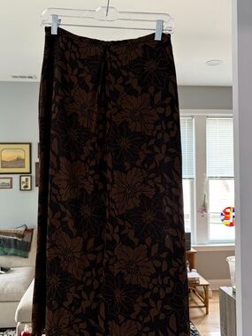 J. Crew Black and Brown Floral Maxi Skirt